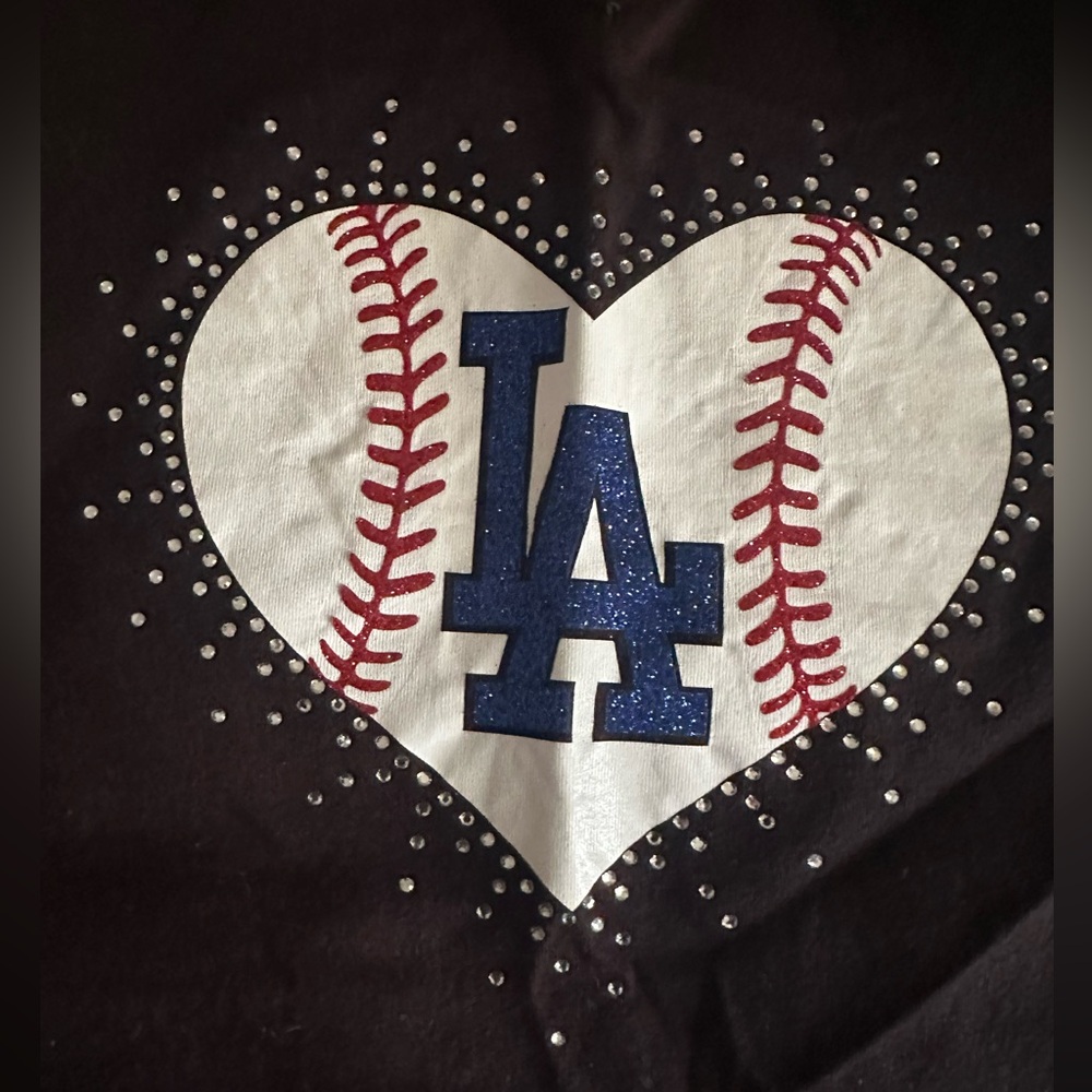 Bedazzled Black LA Dodgers v neck - Picture 3 of 4